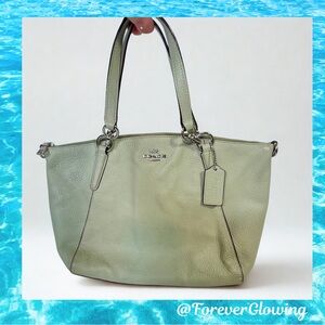 Coach Pebbled Leather Tote Purse - Light Sage Green – Authenticity Certified